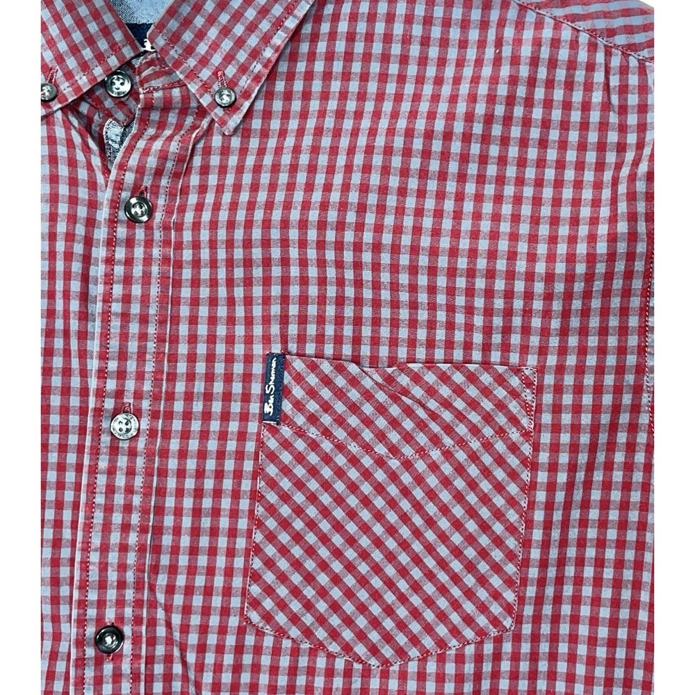 Ben Sherman Button Up Shirt Men's Medium Red Gingham Y2K Professional Hipster